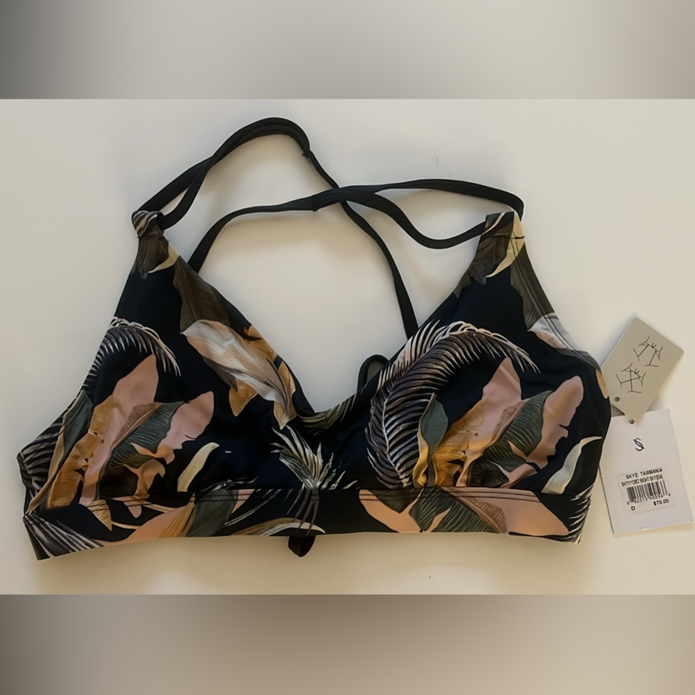 Skye Swimwear Black and Pink Tropical Bralette